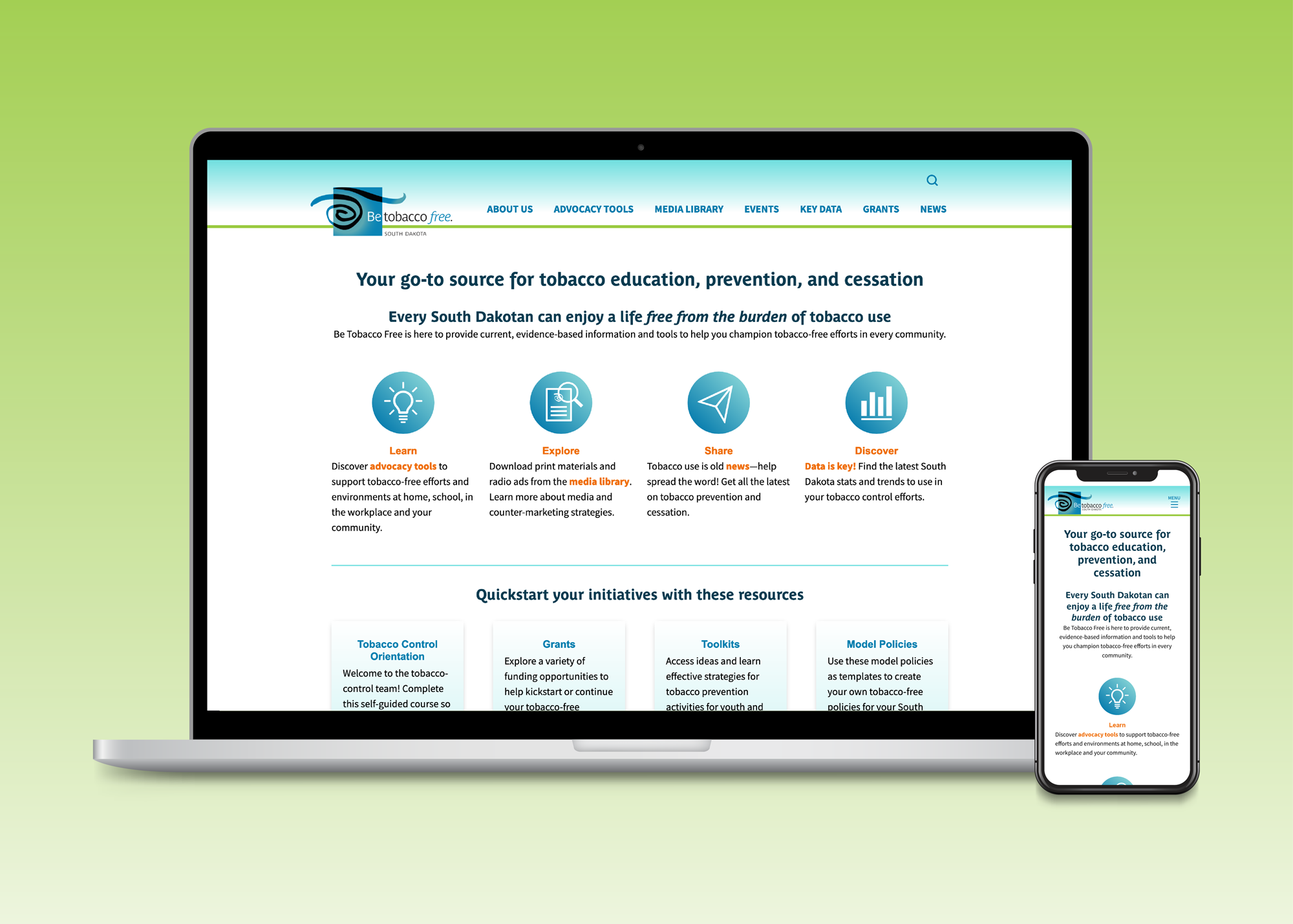 Desktop and mobile screenshot of the BeFree SD website home page